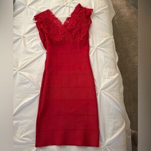 bebe Vibrant Red Midi Dress